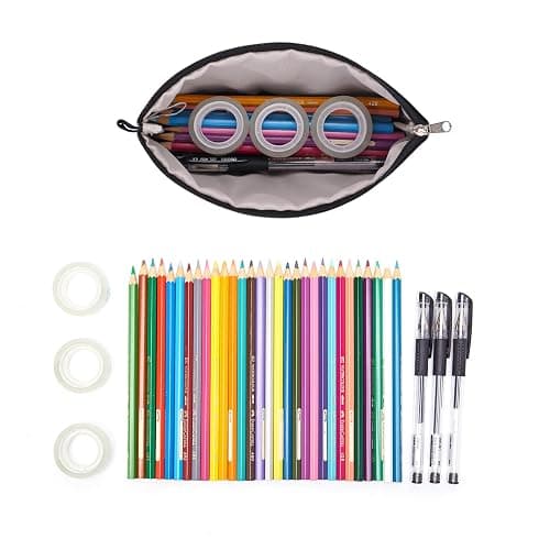 WANDF Cosmetic Bag for Women Makeup bag Organizer Mini Makeup Pouch for Purse Water Resistant Girls Gift(Pure Black) thumbnail 5