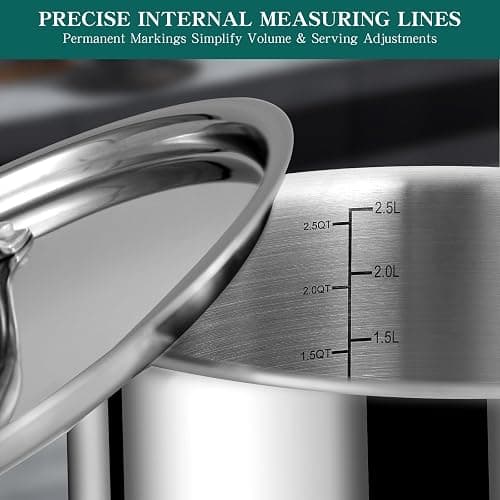 EWFEN Pots and Pans Set, 3 Ply 11 Piece Stainless Steel Cookware Set, Oven Dishwasher Safe | Induction Compatible Frying Pans, Saucepans, Saute Pan & Stock Pot, PFOA Free Kitchen Skillet thumbnail 7
