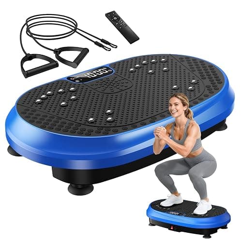 Vibration Plate Exercise Machine, Vibrating Fitness Platform for Lymphatic Drainage, Full Body Shaker Workout Equipment, Bluetooth Power Shaping Vibrate Plate, Board Sport for Home Exercise Gym, Blue - Image 1