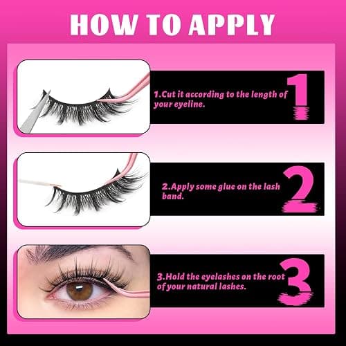 Veleasha Lashes Kit Manga Eyelashes Cat Eye Lashes Spiky Eyelash C Curl with Lash Glue & Tweezers Lash Wispy Natural Look False Eyelashes with Soft Cotton Band 7 Pairs Pack (Sunny Kit) thumbnail 8