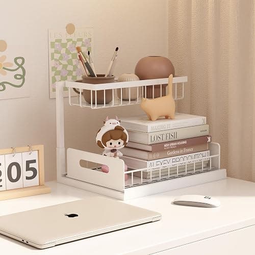bukfen Under Sink Organizer, Pull Out Cabinet Organizer 2-Tier Slide Out Sliding Shelf Under Cabinet Storage Multi-Use for Under Kitchen Bathroom Sink Organizers and Storage,White,1 Pack thumbnail 6