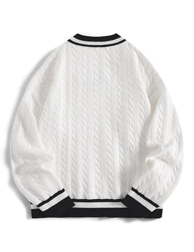 Aelfric Eden Women's Oversized Cable Knit V Neck Sweaters Oversized Pullover 2025 Fall Fashion Outfits thumbnail 2