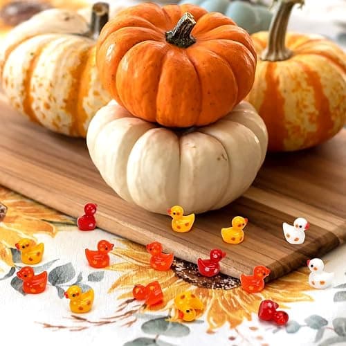 DTOFOOT 100Pcs Mini Fall Resin Ducks Thanksgiving Tiny Autumn Figurines | Fall Dollhouse Decor, Thanksgiving Table Settings, 100 Pcs Mini Maple Leave Tiny Ornaments thumbnail 5