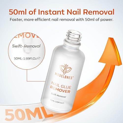 Modelones 50 ML Nail Glue Remover for Press On Nails, Upgrade Clear Stick On Nails Remover for Acrylic Tips, Nail Polish Remover with Wood Stick thumbnail 5