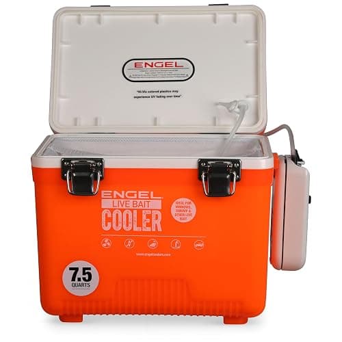 Engel Live Bait Cooler Box with 2nd Gen 2-Speed Aerator Pump - Portable Fishing Station & Minnow Bucket for Shrimp & Other Live Fish with Aerator - ENGLBC-N thumbnail 4