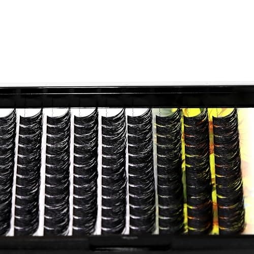 Hannahool Large Pack Wide Stem Cluster Eyelashes D Curl 10-20mm Available Handmade D Curl Wide Stem Individual False Eyelashes 5D Volume DIY Eye Lashes Extensions Beauty Tools (12mm) thumbnail 4