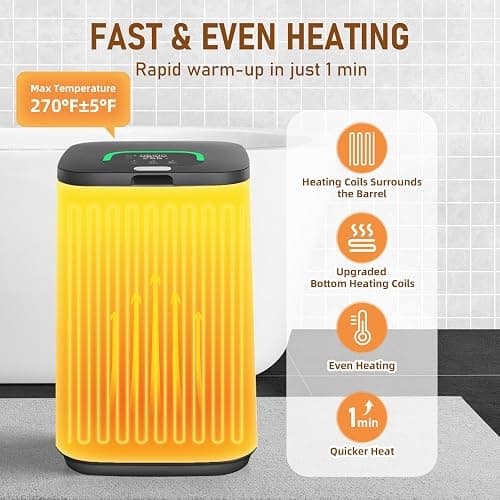 EYDMTE Towel Warmer for Bathroom, 23L Large Towel Warmers, Heated Towel Warmer Bucket with LED Display, 3 Heating Modes, 20/40/60 Min, Auto Shut Off, Child Lock, Black thumbnail 3