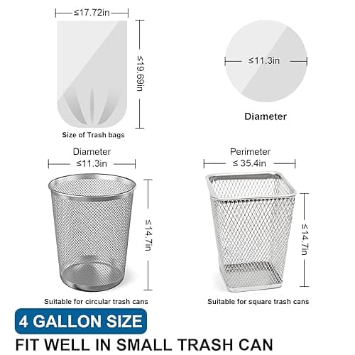 T.FORING 4 Gallon Trash Bags Drawstring 1.1 Mil - 120 Count White Small Garbage Bags Unscented for Bathroom, 15 Liter Thick Plastic Wastebasket Liners for Toilet Home Office and Bedroom - 4gal-120 thumbnail 2