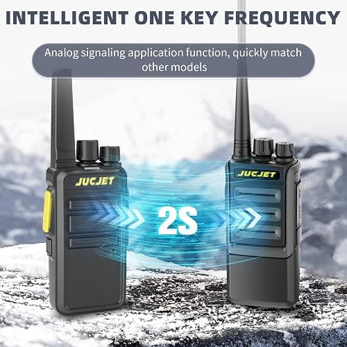 JUCJET V12D Walkie Talkie, Long Range Walkie Talkies with Smart Noise Cancellation&Voice Recognition - Encrypted Communication, Analog Scanning, Wireless Cloning, 446MHz, 16CH(2Pcs Black) thumbnail 3