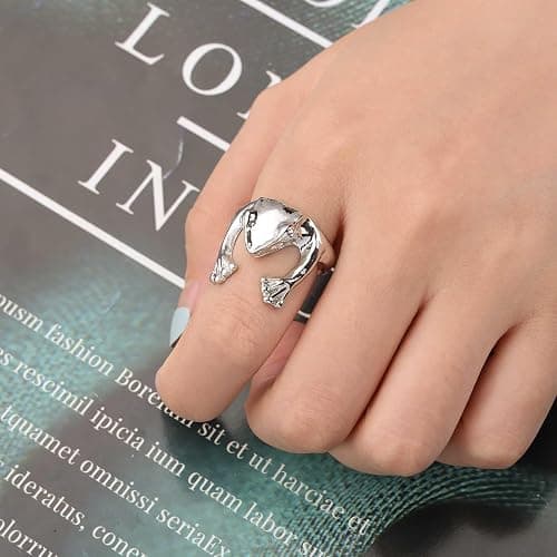 Aneneiceera Vintage Frog Ring Silver Opening Frog Knuckle Rings Funny Frog Finger Rings Punk Froggy Rings Cute Abstract Frog Ring Jewelry for Women thumbnail 2