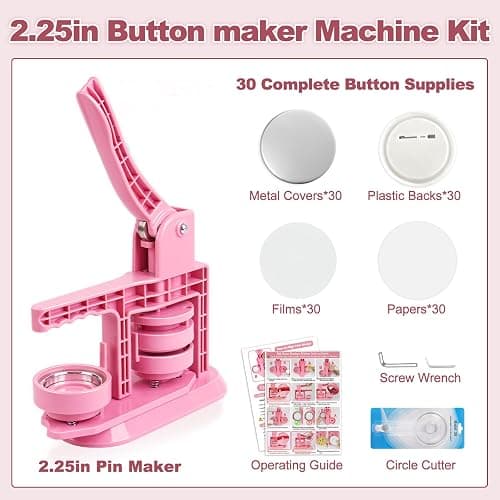 MK.Bear 2026 Button Maker Machine 2.25 Inch (58mm), No Installation Required Pin Maker Kit for Button Making, DIY Pink Badge Maker Button Press with 30 Badge Supplies & Circle Cutter thumbnail 4