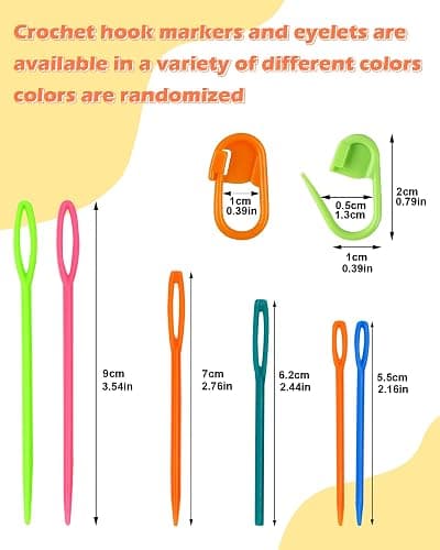 300pcs FIVEIZERO Stitch Markers with 6 pieces of large blunt sewing needles,colorful knitting markers,plastic crochet hook clip,bulk Crochet hook markers for knitting stitch locking clip crochet hooks thumbnail 2