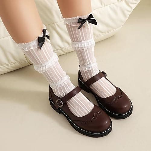 Mary Jane for Women Gothic Oxford Shoes - Flat Shoes, Ankle Tied, Round Toe for Casual Dresses, Work, and Campus thumbnail 3
