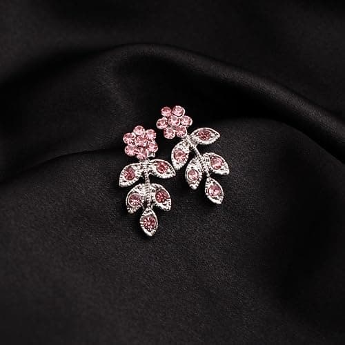 Enrwin Austrian Crystal Rhinestone Choker Necklace Dangle Earring Link Bracelet Jewelry Set for Brides Bridesmaid Prom Costume Accessories for Women thumbnail 4