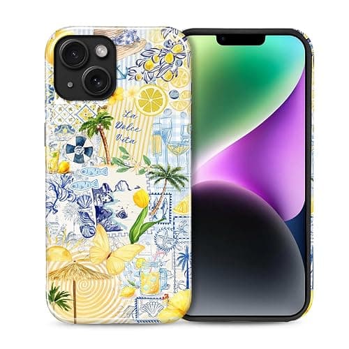 COTAIL Case for iPhone 13 14, Cute Phone Case, Lemon Summer Collage | Hybrid 2-Layer Phone Cover，Military-Grade Protection Durable Shockproof Anti-Scratch Cases - Image 1