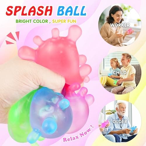 Fidget Toys Stress Balls for Kids, Splat-Tastic Squishy Toy, Stress Splat Toy, Squishies Anxiety Stress Relief, Ice Squishy Stress Cube Malt Sugar Balls, Sensory Ball for Kids with Autism thumbnail 3