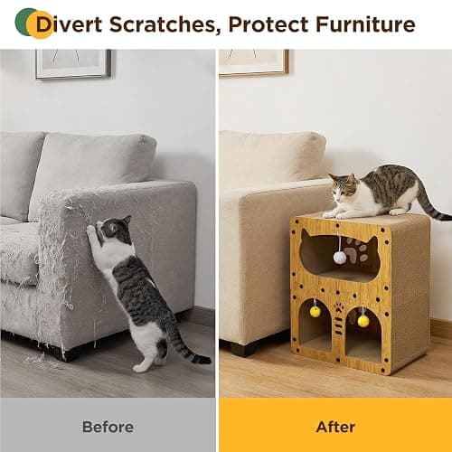 Gimars Cat Scratcher, Double Layer Cat Scratching Board Cardboard Cat Scratcher House for Indoor Cats, Large Cat Scratcher Bed for Scratch, Hide & Rest, Heavy Duty 44lbs Load, 20 x 17 x 11.2 inches thumbnail 8