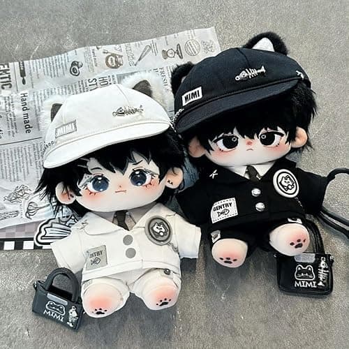 niannyyhouse 20cm Plush Doll Clothes Hat Coat Shirt Pants Backpack Glasses Black Cat Set 8in Doll Accessories Dress Up thumbnail 7