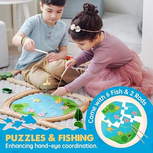 Tiny Land 110PCS Wooden Train Set – Toy Train with Tracks for Kids Ages 3-7, Compatible with Major Brands, Ideal Railway Playset for Boys and Girls, Great Birthday thumbnail 5