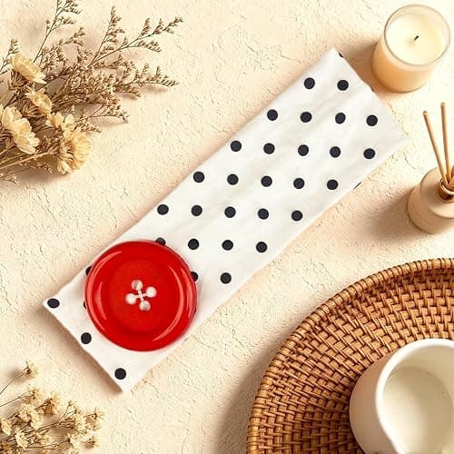Wishcore Big Button Polka Dot Wide Headband Hair Hoop Y2K Retro (White-Red) | Cutecore,Daily Makeup Hair Accessory,Cute Headbands,Soft Non Slip Fashion Hair Bands,Daily Outfits Party Hair Accessories thumbnail 7