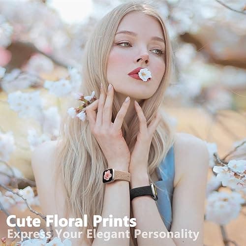 SNBLK 6 Pack Floral Engraved Bands Compatible with Apple Watch Bands 40mm 41mm 42mm 38mm 44mm 45mm 46mm 49mm Women Men, Silicone Flower Pattern Strap for iWatch Series 11 10 Se Ultra 9 8 7 6 5 4 3 2 1 thumbnail 2
