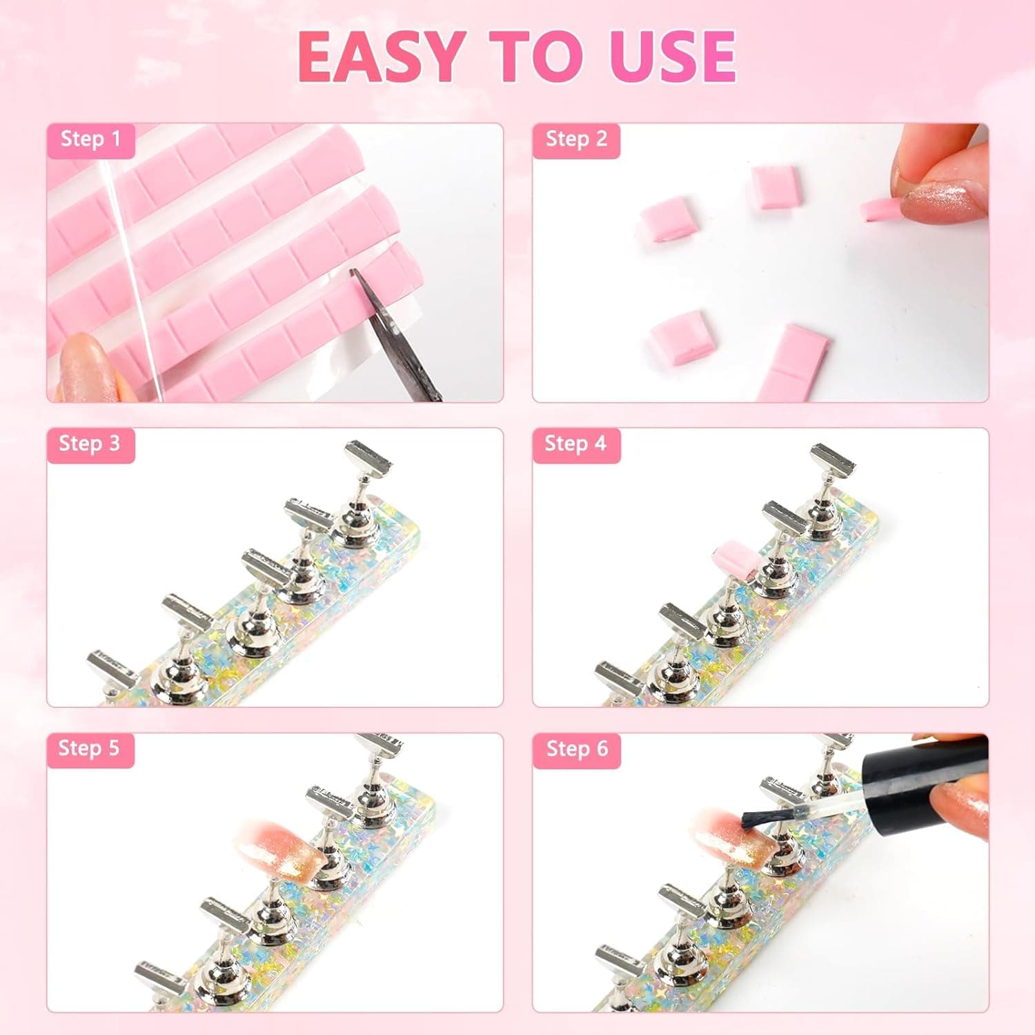 2 Sets Nail Stand for Press on Nails Display, M(agnetic Press on Nail Stand with 96 PCS Reusable Adhesive Putty, Nail Tips Practice Painting Holder for DIY Nail Art Tools thumbnail 5
