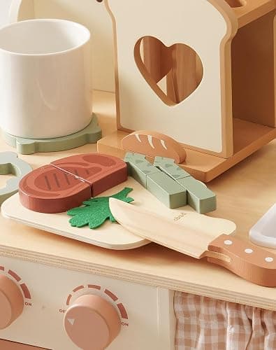 ROBUD 16pcs Kids Play Kitchen Knife Set - Wooden Cooking Playset, Montessori-Inspired Pretend Kitchen Toys for Toddlers, Role Play Gift for Boys and Girls thumbnail 4