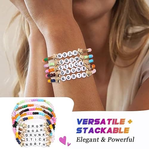 AICase for Noah Merch Gifts Inspired Bracelets 5 Pcs Stackable | Stretch Beaded Friendship Bracelets Concert Outfit Vinyl Poster Sticker Merchandise Gifts for Fans Women Birthday Christmas thumbnail 5
