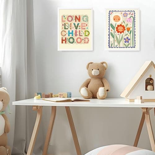 LARTSFRO Cute Kids Floral Wall Art Decor Posters, Smile Floral Artwork Room Bedroom Bathroom Playroom Wall Art Decor Aesthetic for Toddler Nursery Kids Gifts, Play Room Decor for Kids Colorful Wall Decor, 10x8 Inch Set of 4 Pcs Pictures (UNFRAMED) thumbnail 7