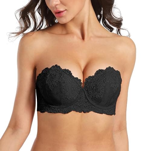 Plusexy Women's Push Up Strapless Bra Thick Padded Underwire Convertible Multiway Bras - Image 1