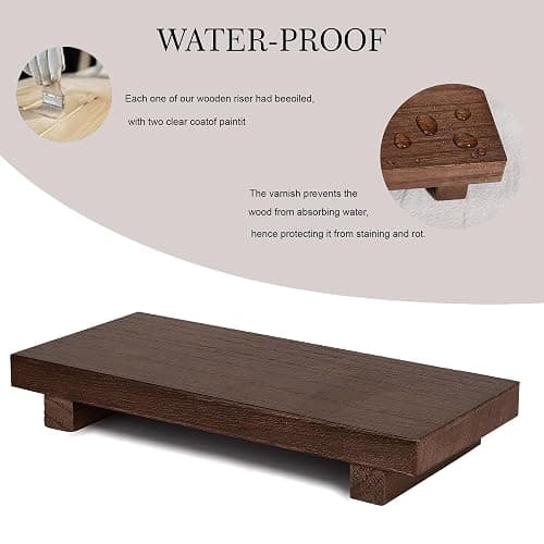 zoocatia Small Wood Tray Pedestal Stand Farmhouse Bathroom Decor Decorative Wooden Riser Kitchen Soap Dish Holder for Vanity, Counter, Sink, 10" x 4.5" - Walnut thumbnail 4
