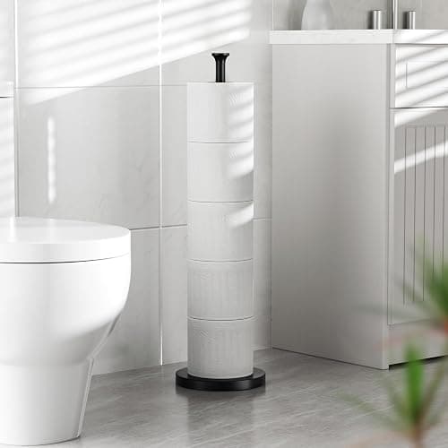 Toilet Paper Holder Stand(with Reserve Function), Free-Standing Spare Rolls Storage Holder, Stainless Steel, Modern Design thumbnail 6