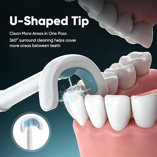 Maynovia Water Flosser Cordless for Teeth, Water Pick Oral Irrigator with U Shaped Nozzle, 40–150 PSI DIY Mode, 350ML Large Tank, Rechargeable Portable Dental Flosser for Braces & Adults (White) thumbnail 2