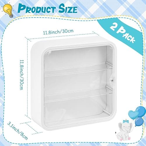 Menkxi 2 Pcs Display Case for Figures 3 Tiers Doll Storage Box Wall Mounted Clear Box Dust Proof Display Cabinet Organizer with Magnetic Door for Mini Toys Action Figures Collectibles, White thumbnail 3