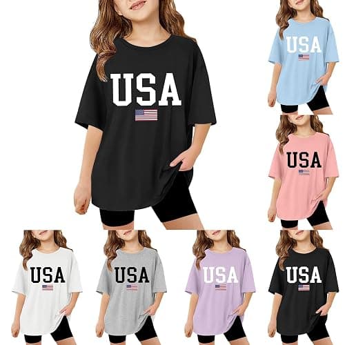 California T Shirts for Girls Letter Print Graphic Tees Oversized Casual Loose Drop Shoulder Short Sleeve Basic Summer Tops thumbnail 6