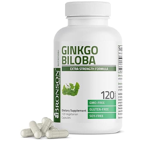 Bronson Ginkgo Biloba Extra Supports Brain Function & Memory Support, 120 Vegetarian Capsules - Image 1
