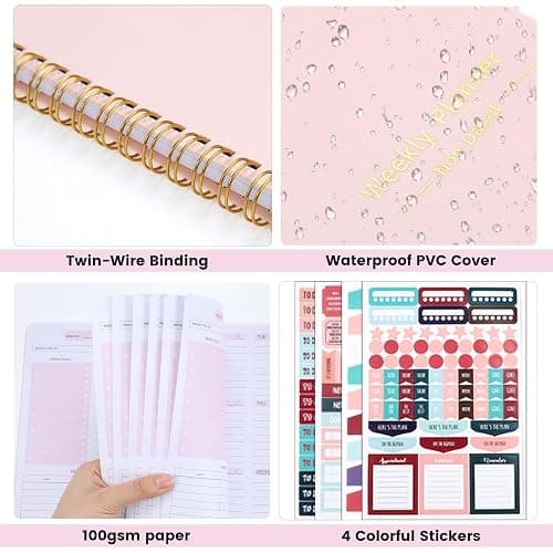 To Do List Notebook, A5 Weekly Planner Undated, Planning Pad Checklist Productivity Organizer 52 Pages for Students, Work, Fitness(Pink) thumbnail 5