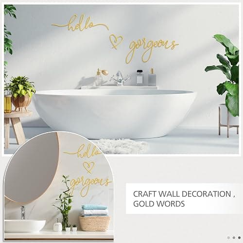 Hicarer Hello Gorgeous Metal Wall Art Decor Minimalist Decoration Metal Hello Gorgeous Decorative Sign for Living Room Office Bedroom Hotel Home Wall Decoration(Gold,Classic Style) thumbnail 4