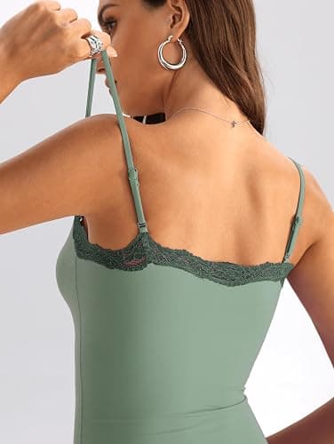 Starrylion Padded Lace Cami Top Double Lined Sexy Tank Top Spaghetti Strap Club Party Shirt thumbnail 2