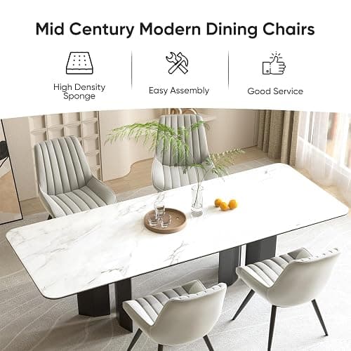 Nalupatio Modern Dining Chairs Set of 4, Comfy Dining Room Chairs with Thick Cushions, Upholstered Fabric Kitchen Side Chairs with Metal Legs, Grey - Grey - Set of 4 thumbnail 4