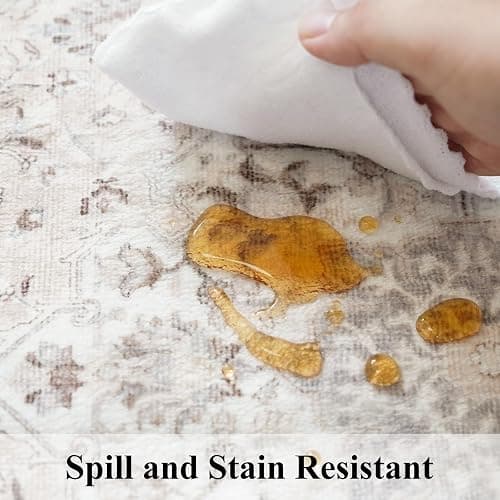 2x6 Hallway Washable Runner Rug : Vintage Soft Kitchen Laundry Runner with Non Slip Backing Farmhouse Entryway Living Room Floor Mat Stain Resistant Carpet for Bedroom Bathroom Distressed Beside Rug thumbnail 5