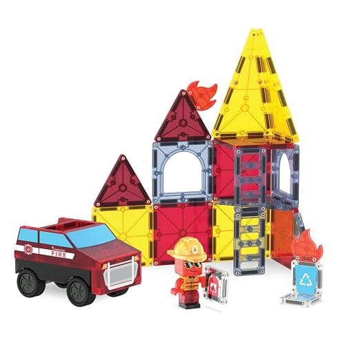 MAGNA-TILES Fire Rescue 27-Piece Magnetic Construction Set, The Original Magnetic Building Brand thumbnail 6