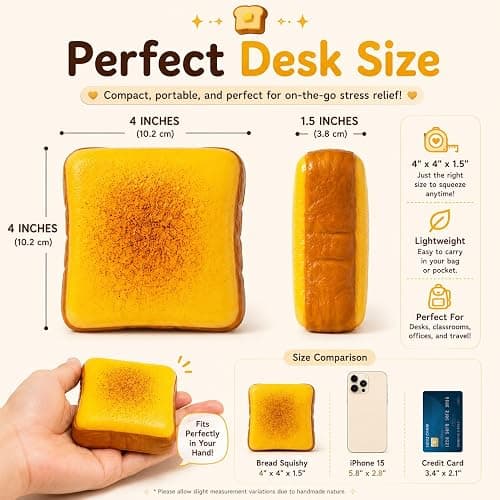 Bread Butter Squishy – Slow Rising Foam Stress Relief Fidget Toy, Soft Squeeze Desk Toy for Relaxation & Focus thumbnail 2