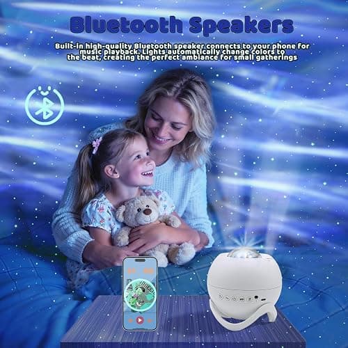 Star Projector Galaxy Projector for Bedroom, White Noise Bluetooth Speaker Northern Lights Projector, Suitable Gaming, Home Theater, Adult, Christmas Mood Night Light thumbnail 4
