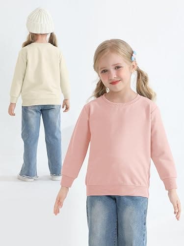 Cooraby 3 Pack Baby and Toddler Girls' Sweatshirt Girl No Cap Crew-Neck Sweatshirt Long Sleeve Pullover Shirt thumbnail 5