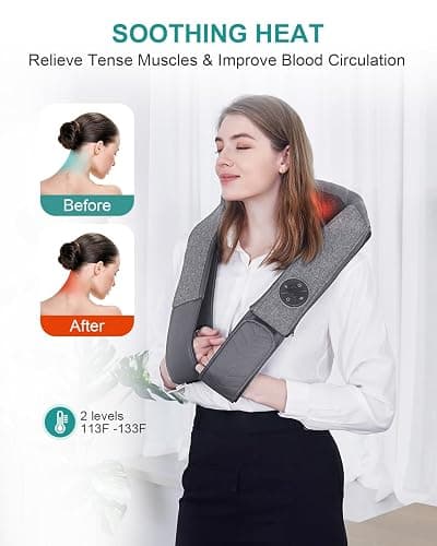 Nekteck Cordless Neck and Back Massager for Pain Relief Deep Tissue, Shiatsu Neck Massager with Heat, Portable Massage Pillow Tool for Shoulder Leg Muscle, Home Office Car Use, Gifts for Men Women Dad thumbnail 4