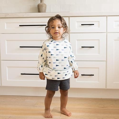 Tiny Twinkle Long Sleeve Bib for Babies & Toddlers | Waterproof Smock Bib for Eating | Machine Washable & Mess-Proof Feeding Essentials | Newborn Shower Gift (Varsity Flags, Small 6-24 Months) thumbnail 3