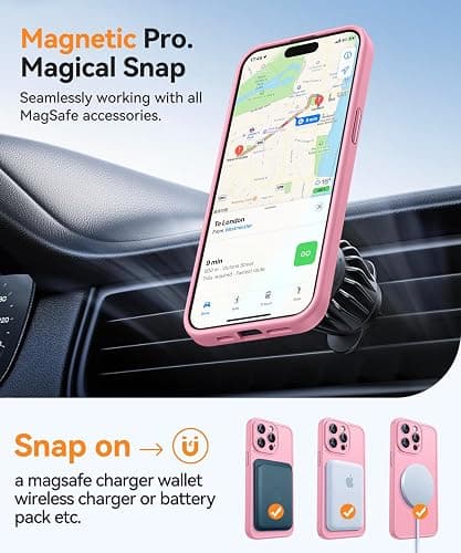 CANSHN Magnetic for iPhone 15 Plus Case, Upgraded [Full Camera Protection] [Compatible with Magsafe] [Translucent Matte] Shockproof Protective Phone Case for iPhone 15 Plus 6.7" - Pink - Pink thumbnail 5