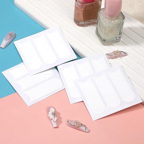 2304 pcs French Nail Stickers French Tip Nail Guides 48 Sheets Manicure Nailes Strips Self Adhesive Nails Sticker Tips for Edge Auxiliary White Half Moon Shaped Nails DIY Stencil Tool Decals thumbnail 7
