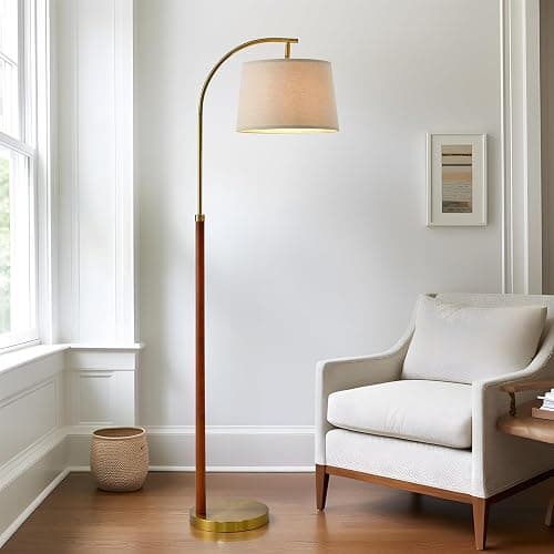 G-SAFAVA 62.5" Gold Floor Lamp for Living Room with Foot Switch Standing Lamp Tall Industrial Reading for Bedroom Office - Gold - Image 1